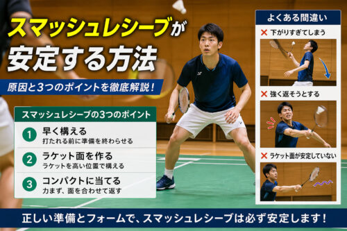 【9割が知らない】バドミントンのレシーブが安定するコツは構えと足の位置｜飛ばない原因も解説